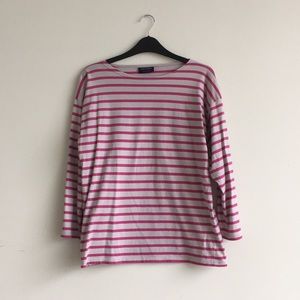 Saint James classic striped shirt, gray & pink